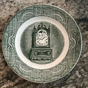 4 set Green Transferware Bread Plates